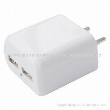 USB Mobile Phone Charger with 5V/2.1A Output, Made of ABS Material